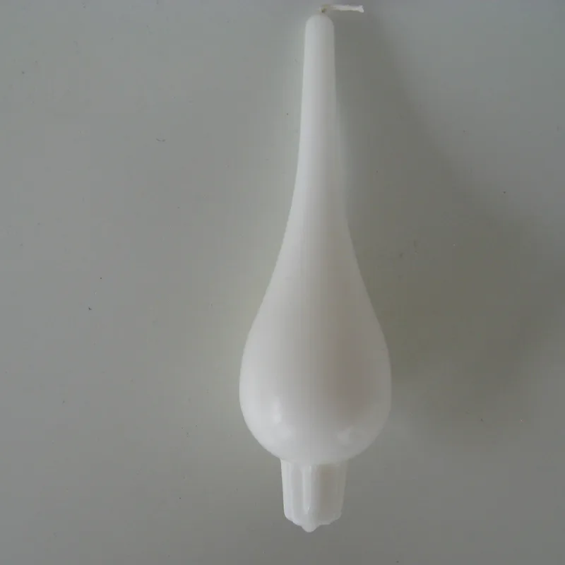 Danish teardrop candle, white, 7.5" tall