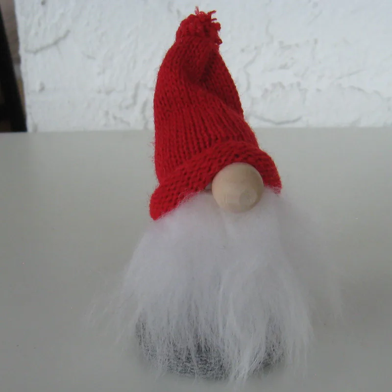Small tomte in grey; red hat "Olle" 4"  Made in Sweden