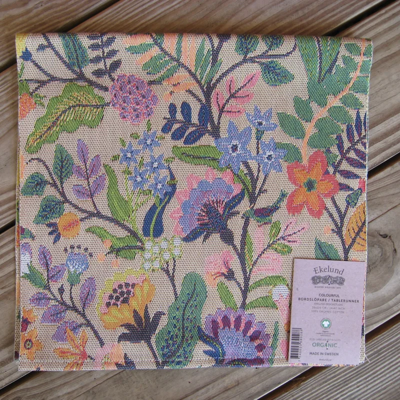 100% organic cotton runner "Colourful" Made in Sweden by Ekelund  14" x 47"