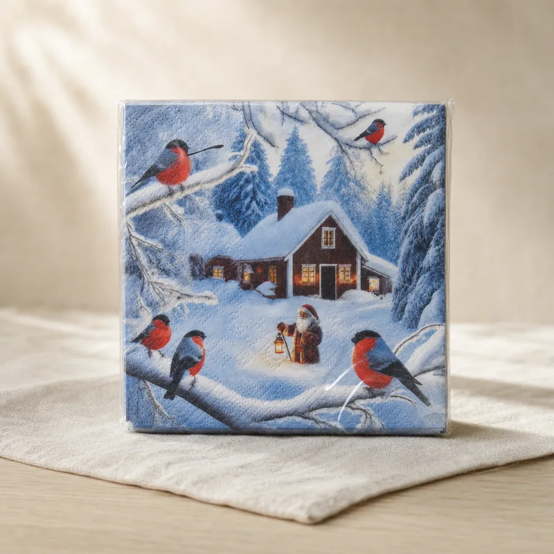 Christmas beverage napkins w/domherrar, 20, 3 ply