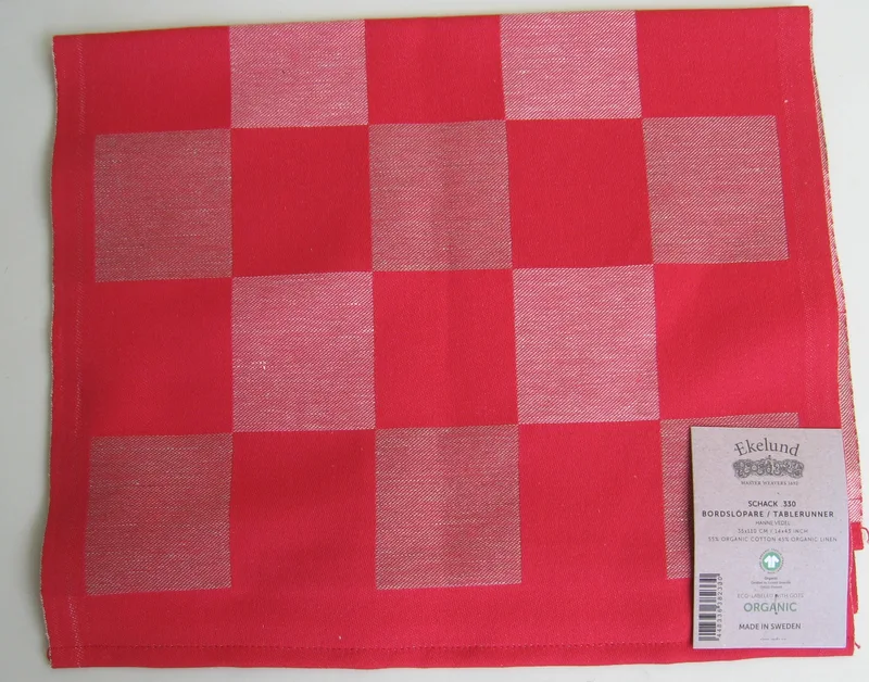 100% Organic Cotton Runner "Schack 330" Made in Sweden by Ekelund, 14" x 43"