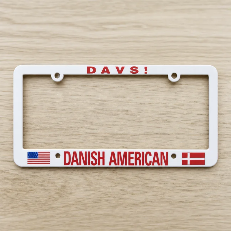 "Davs!" Danish license plate holder