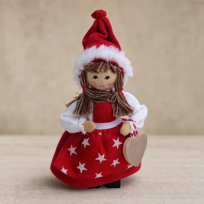 Tomte girl / stars on skirt/ w/heart 5"  Butticki of Sweden  NEW