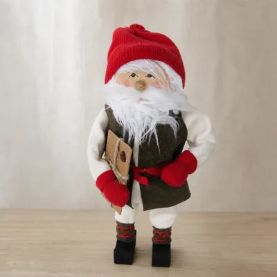 Large Tomte w/leather vest 8" Butticki of Sweden