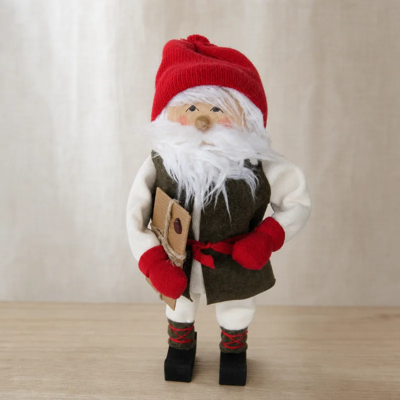 Large Tomte w/leather vest 8" Butticki of Sweden