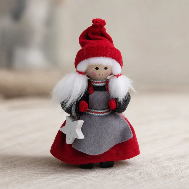 Tomte girl red/grey 5" w/star Butticki of Sweden NEW