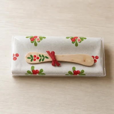 "Lingonberry" tea towel (27" x 19") w/handpainted spreader Made in Sweden