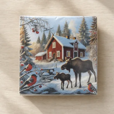 Christmas beverage napkins w/moose, 20, 3 ply