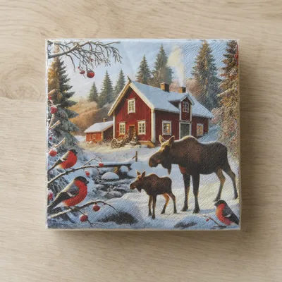 Christmas luncheon napkins w/moose, 20, 3 ply
